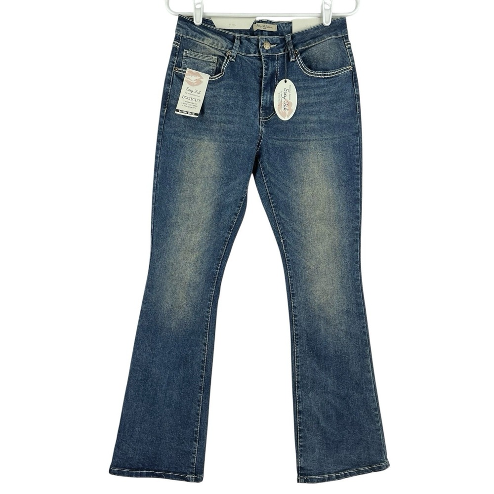 Sexy Fab Women's Blue Denim Jeans Size 11 Boot Cut Comfort Fit Stretch NWT